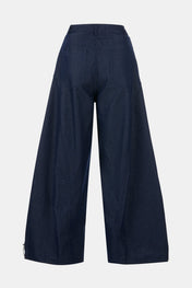 Blue Curved Denim Trouser