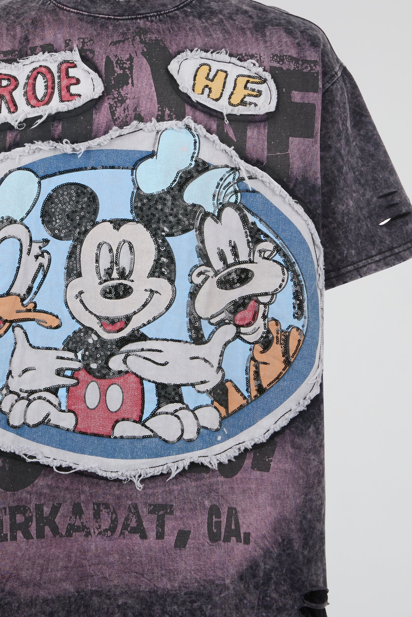 Acid-Washed Plum Deconstructed Graphic T-Shirt