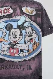 Acid-Washed Plum Deconstructed Graphic T-Shirt