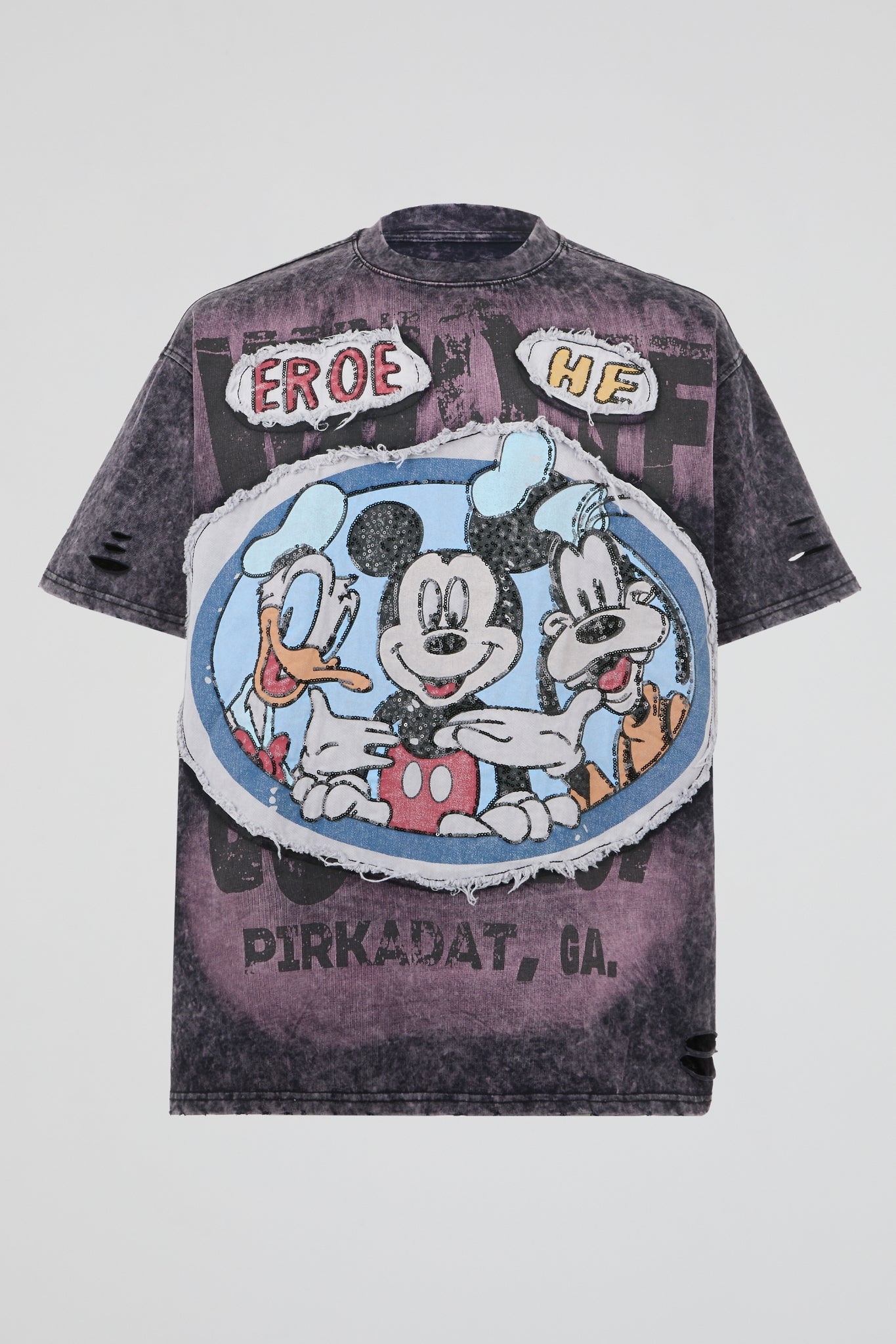 Acid-Washed Plum Deconstructed Graphic T-Shirt