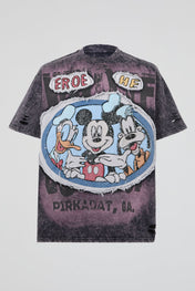 Acid-Washed Plum Deconstructed Graphic T-Shirt