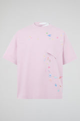 Pastel Rose Celestial & Oceanic Embroidered Oversized T-Shirt