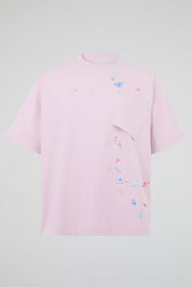 Pastel Rose Celestial & Oceanic Embroidered T-Shirt