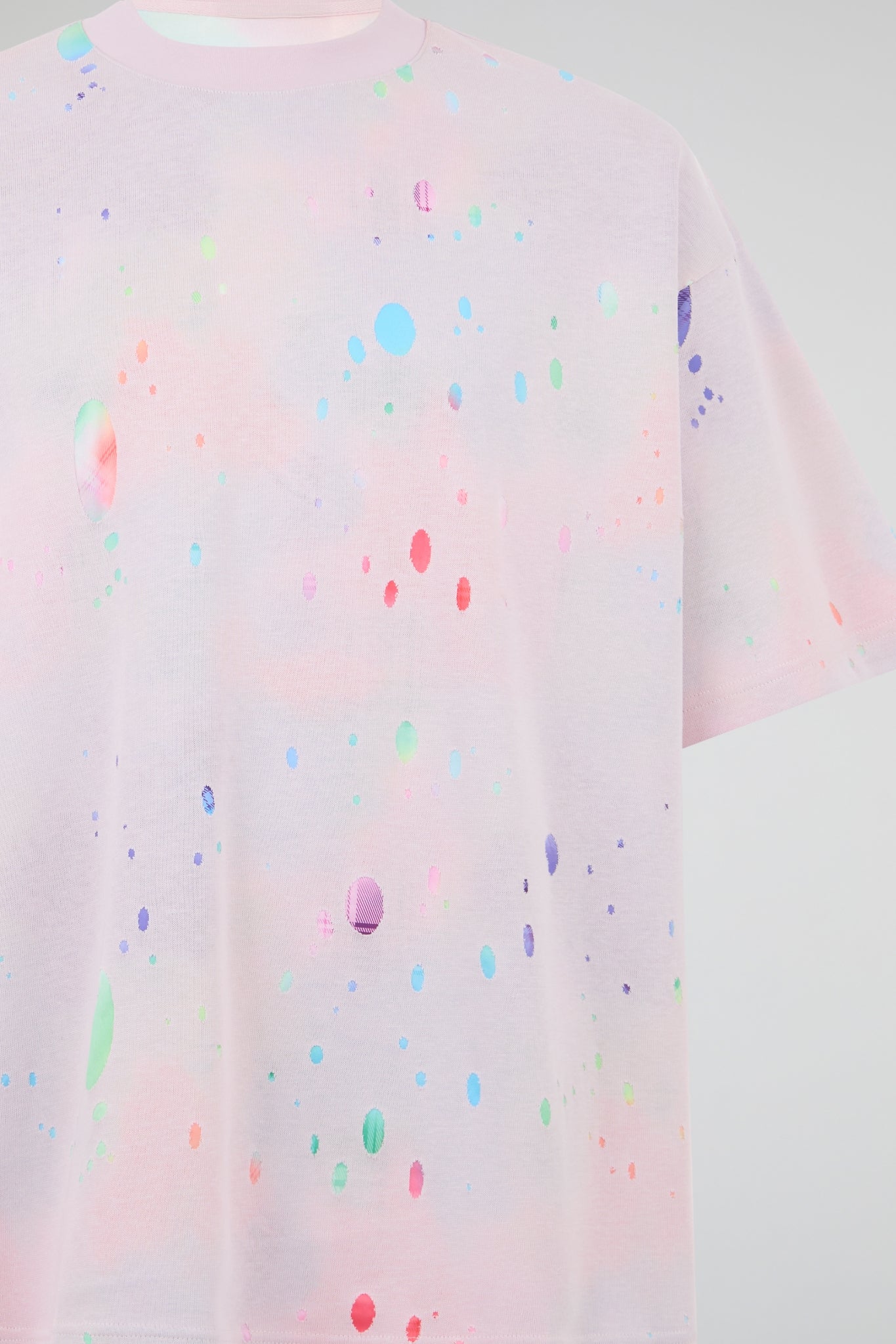 Pastel Pink Multi Neon Paint-Splatter Oversized T-Shirt