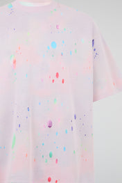 Pastel Pink Multi Neon Paint-Splatter Oversized T-Shirt