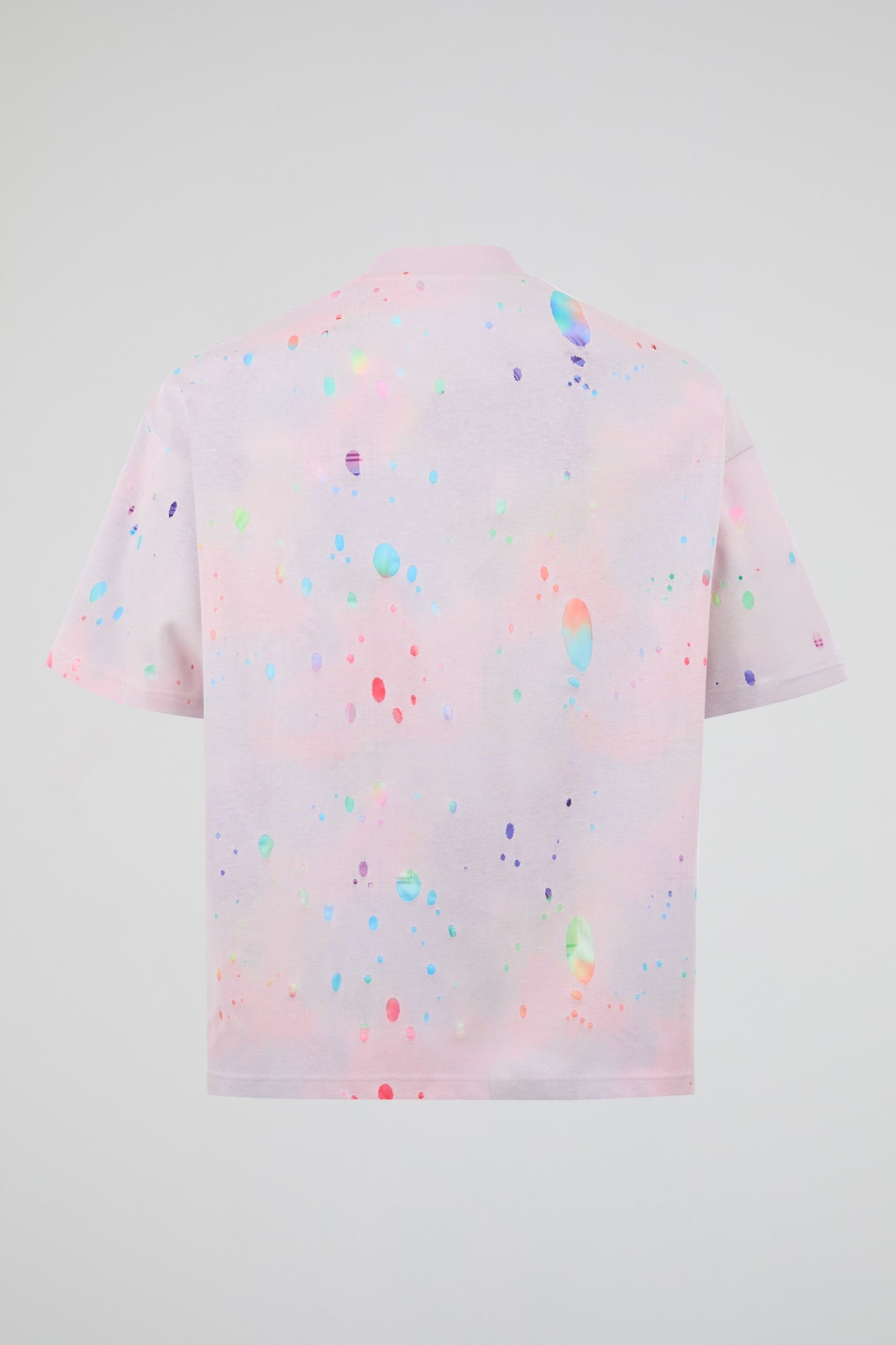 Pastel Pink Multi Neon Paint-Splatter Oversized T-Shirt