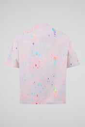Pastel Pink Multi Neon Paint-Splatter Oversized T-Shirt