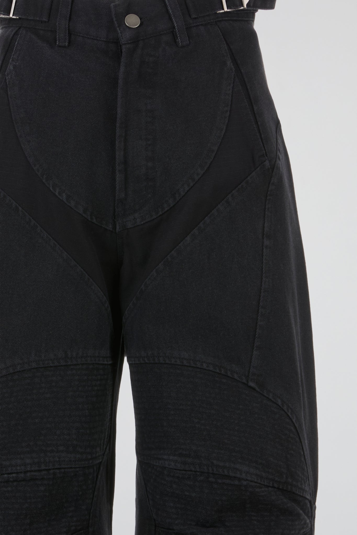 Black Panelled Denim Trousers