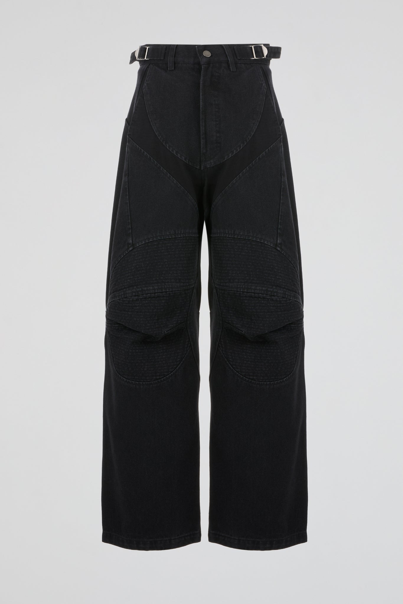 Black Panelled Denim Trousers