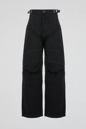 Black Panelled Denim Trousers