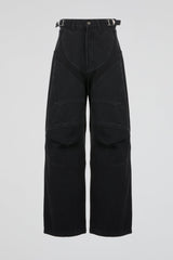 Black Panelled Denim Trousers