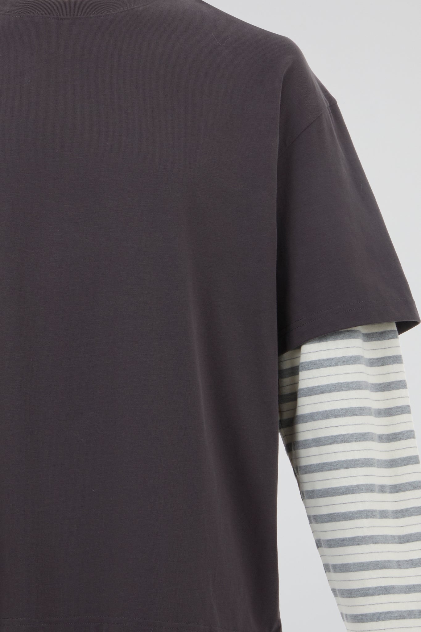 Charcoal Heather Stripe Dual-Layer Long-Sleeves
