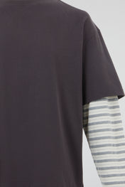 Charcoal Heather Stripe Dual-Layer Long-Sleeves
