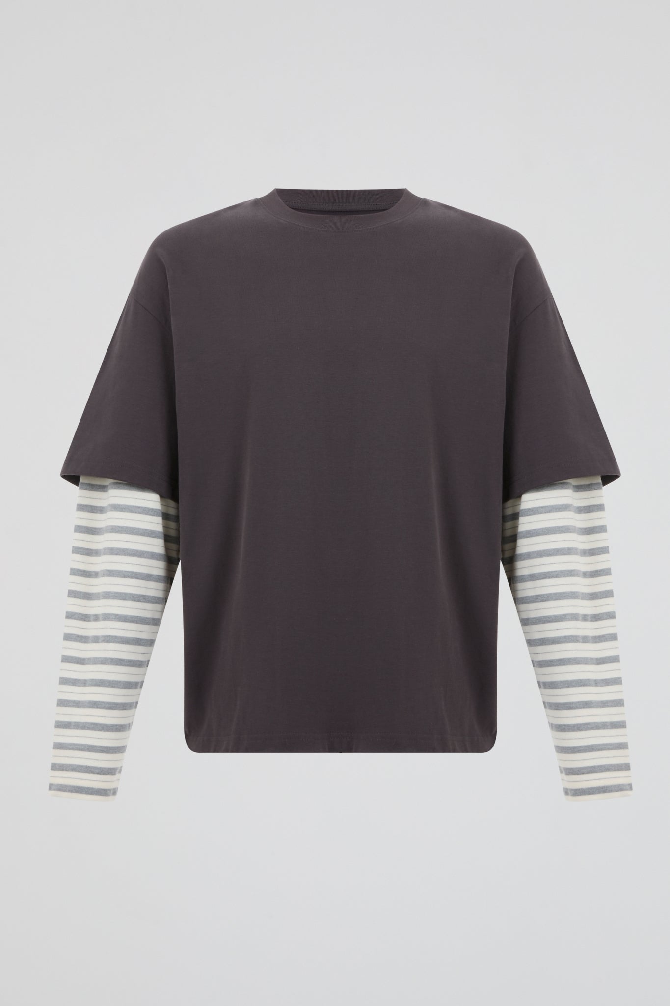 Charcoal Heather Stripe Dual-Layer Long-Sleeves