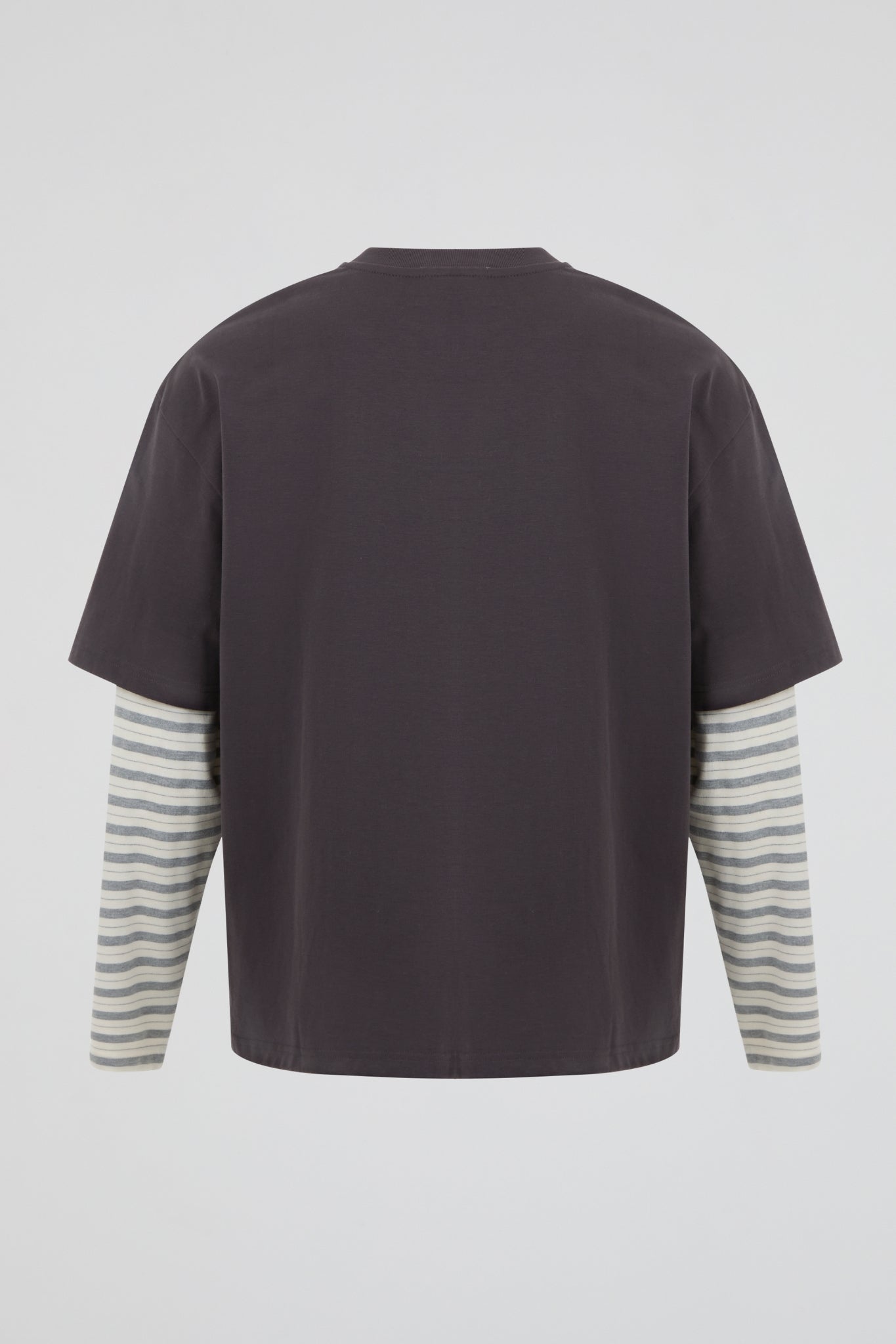 Charcoal Heather Stripe Dual-Layer Long-Sleeves
