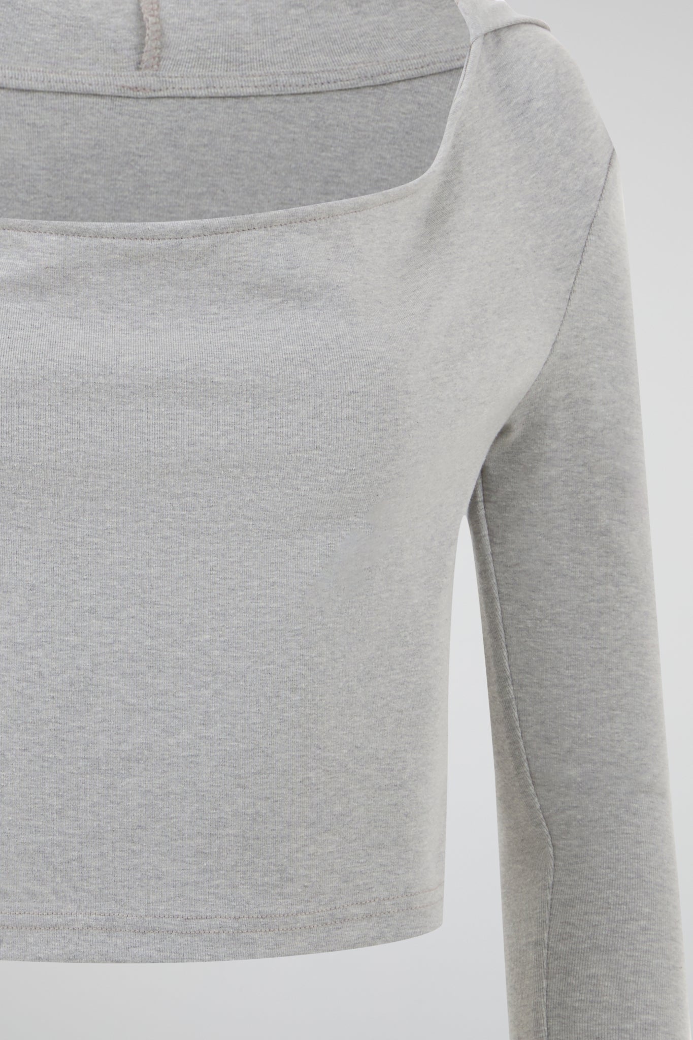 Heather Grey Cropped Long Sleeve Top