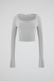 Heather Grey Cropped Long Sleeve Top