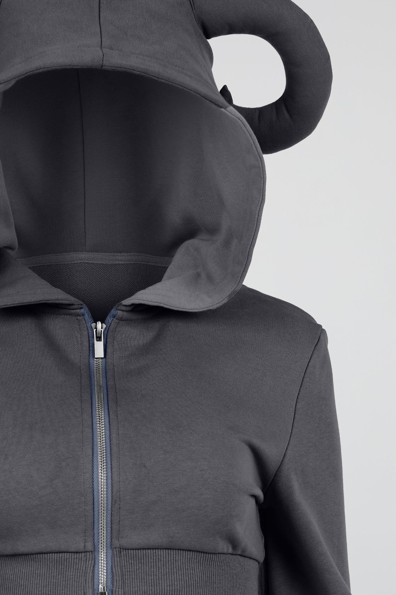 Horned Hood Cropped Zip Hoodie
