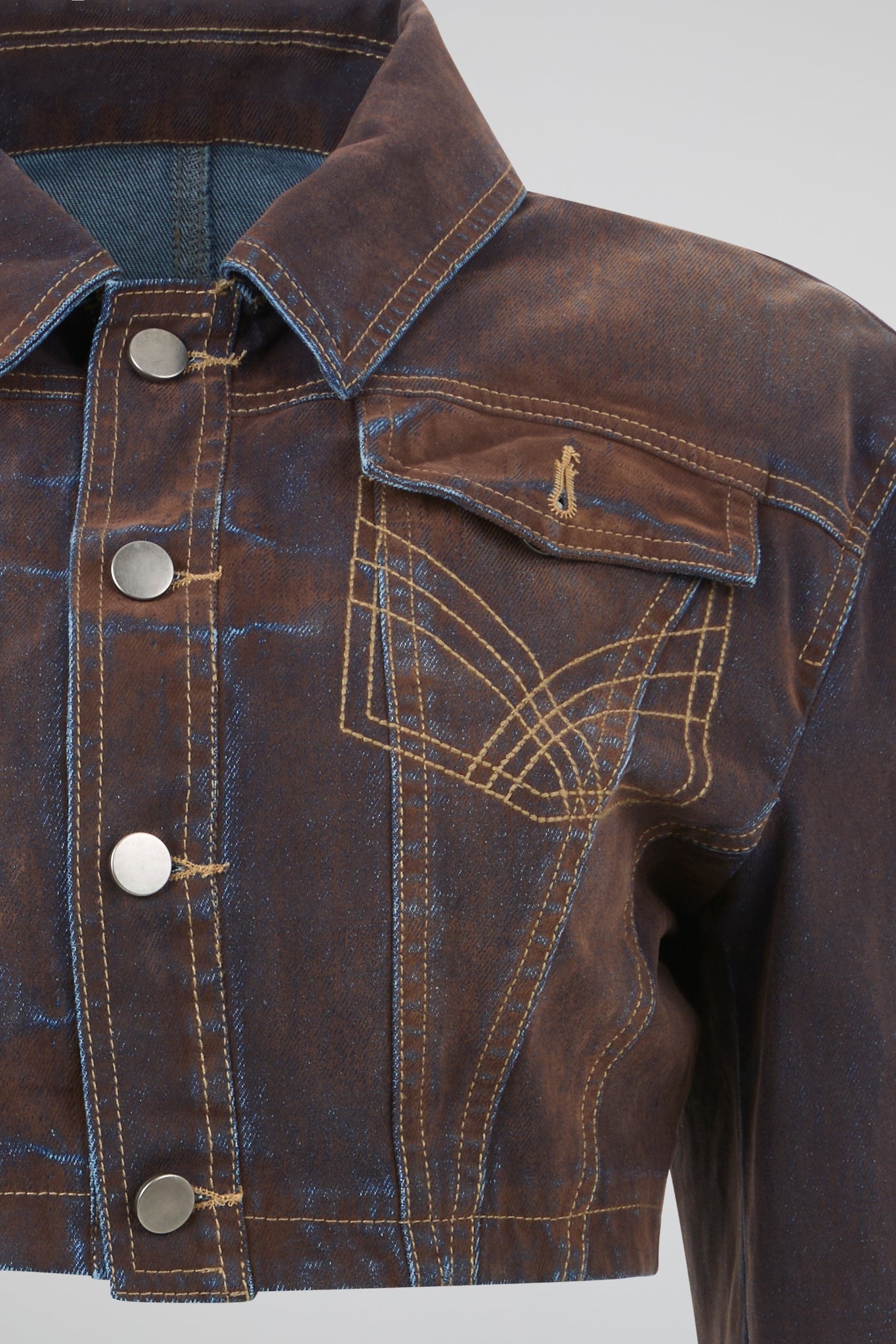 Cropped Vintage-Wash Denim Jacket