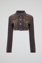 Cropped Vintage-Wash Denim Jacket