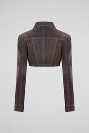 Cropped Vintage-Wash Denim Jacket