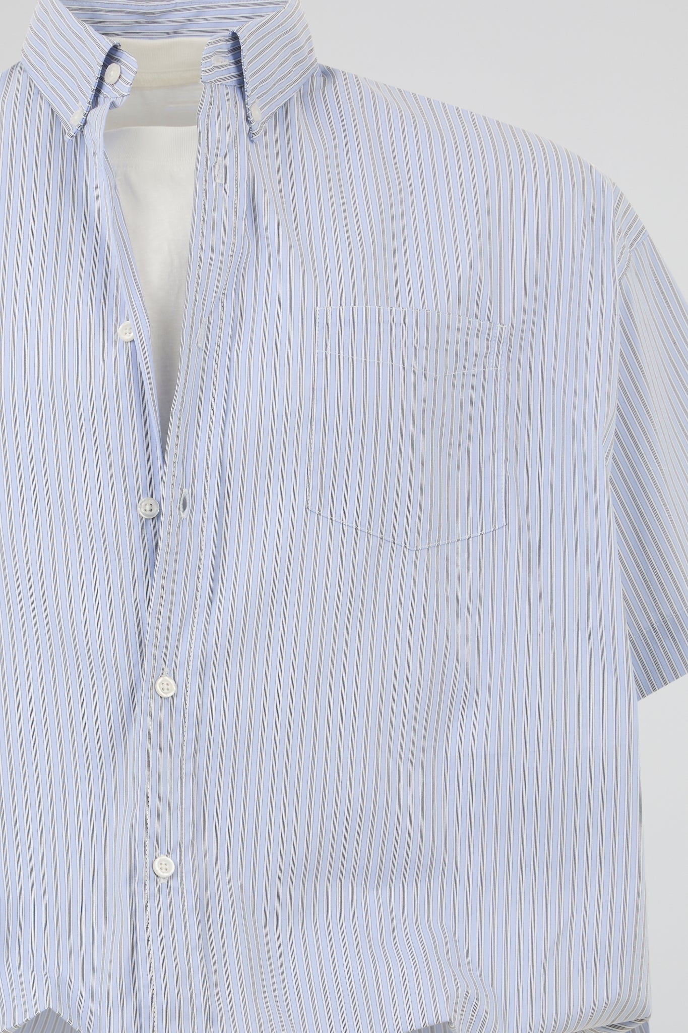 Blue Cropped Striped Shirt