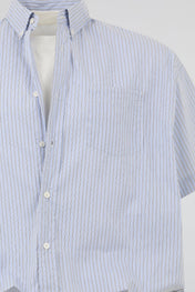 Blue Cropped Striped Shirt