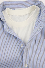 Blue Cropped Striped Shirt