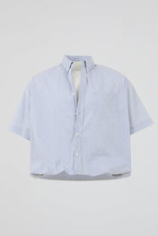 Blue Cropped Striped Shirt