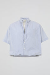 Blue Cropped Striped Shirt