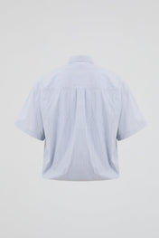 Blue Cropped Striped Shirt