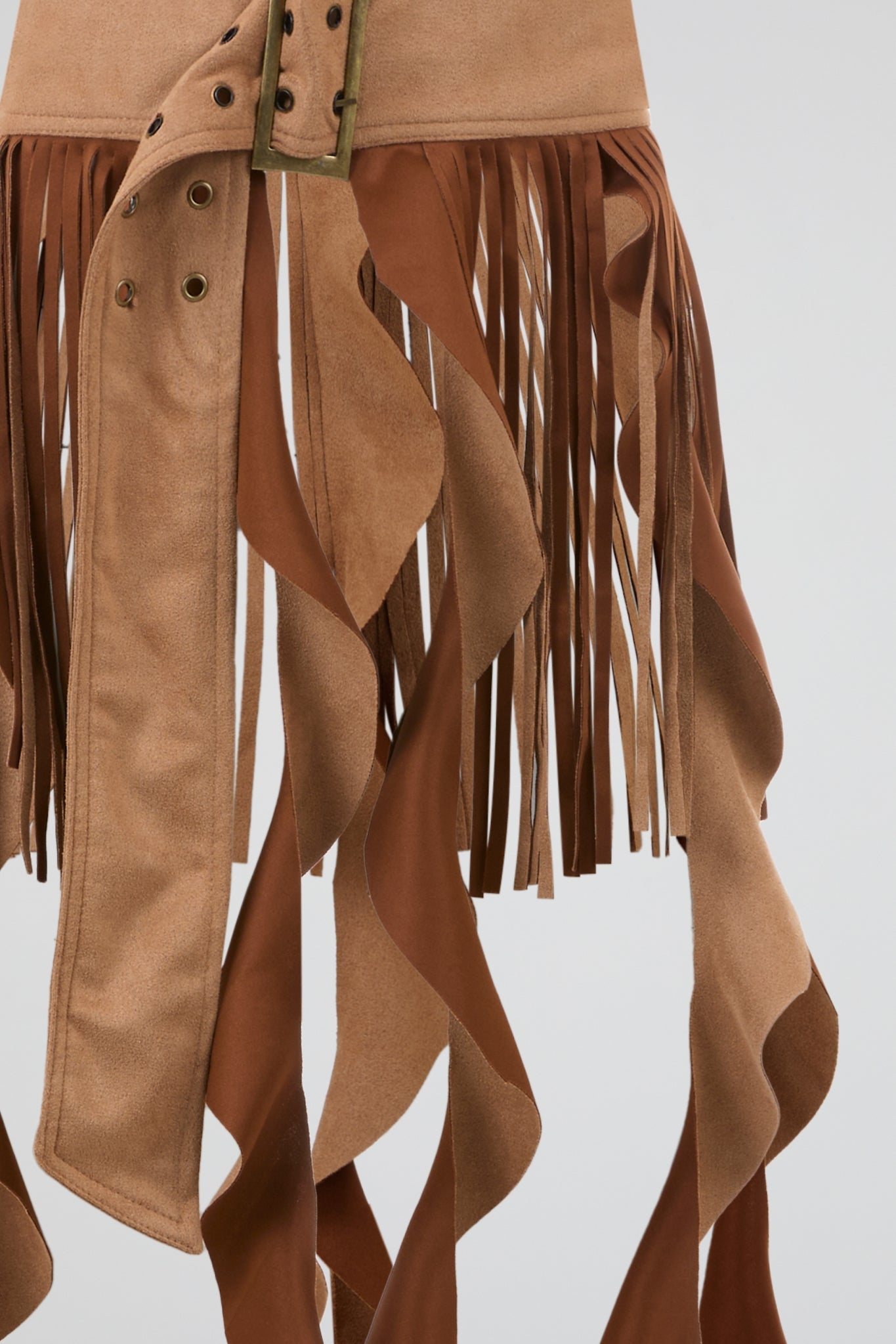 Brown Suede Fringe Belt