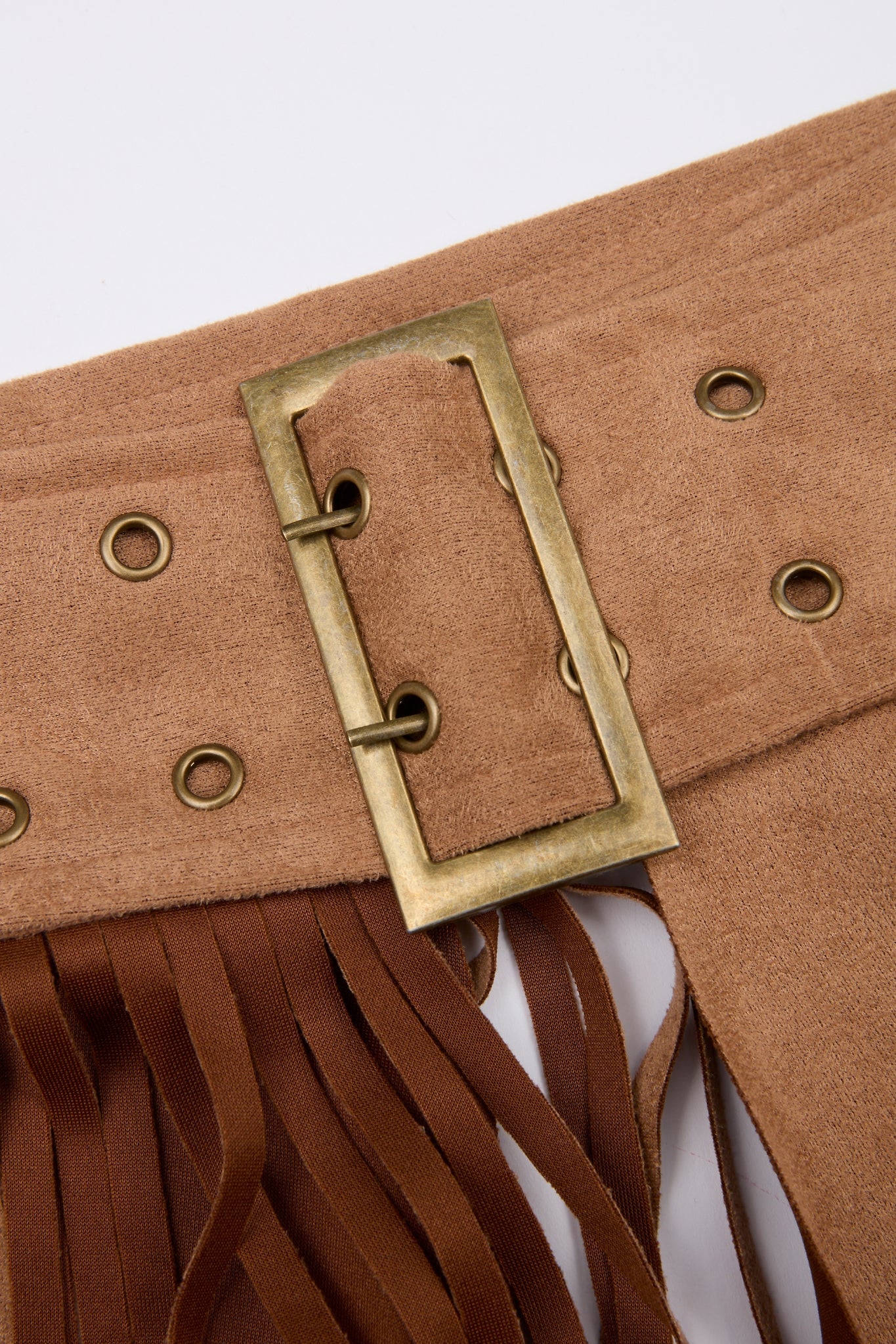 Brown Suede Fringe Belt