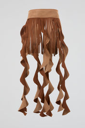 Brown Suede Fringe Belt
