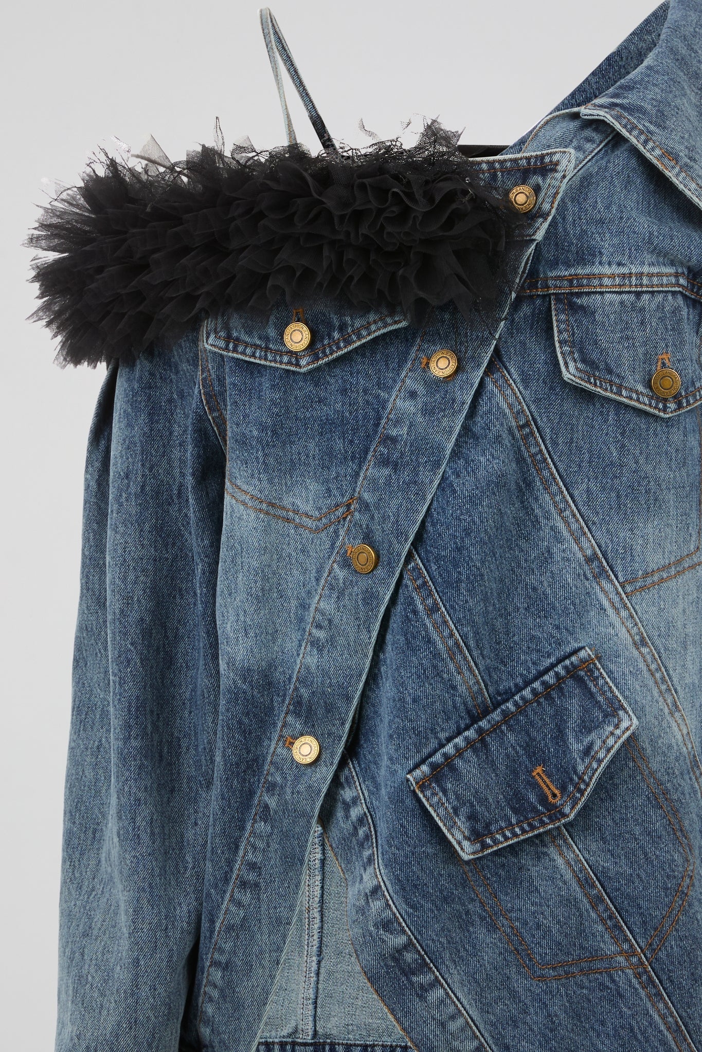 Blue Asymmetric Denim Jacket
