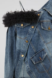 Blue Asymmetric Denim Jacket