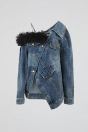 Blue Asymmetric Denim Jacket