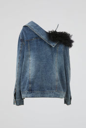 Blue Asymmetric Denim Jacket