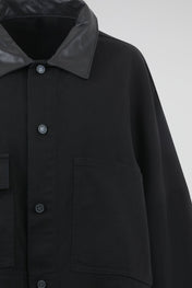 Black Cropped Contrast Collar Jacket