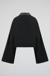 Black Cropped Contrast Collar Jacket