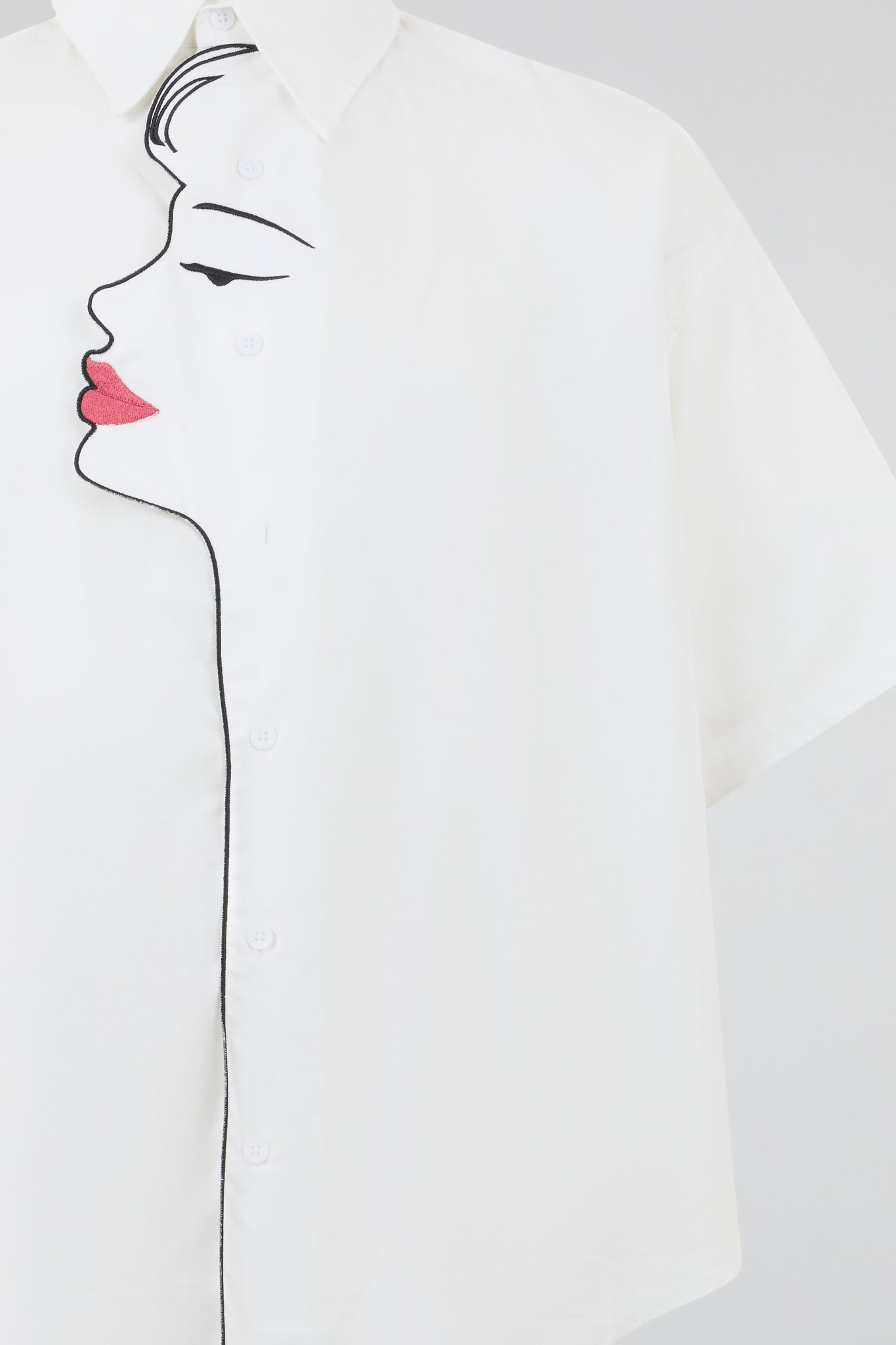 Face Line-Art Embroidered Shirt
