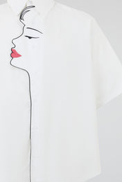 Face Line-Art Embroidered Shirt