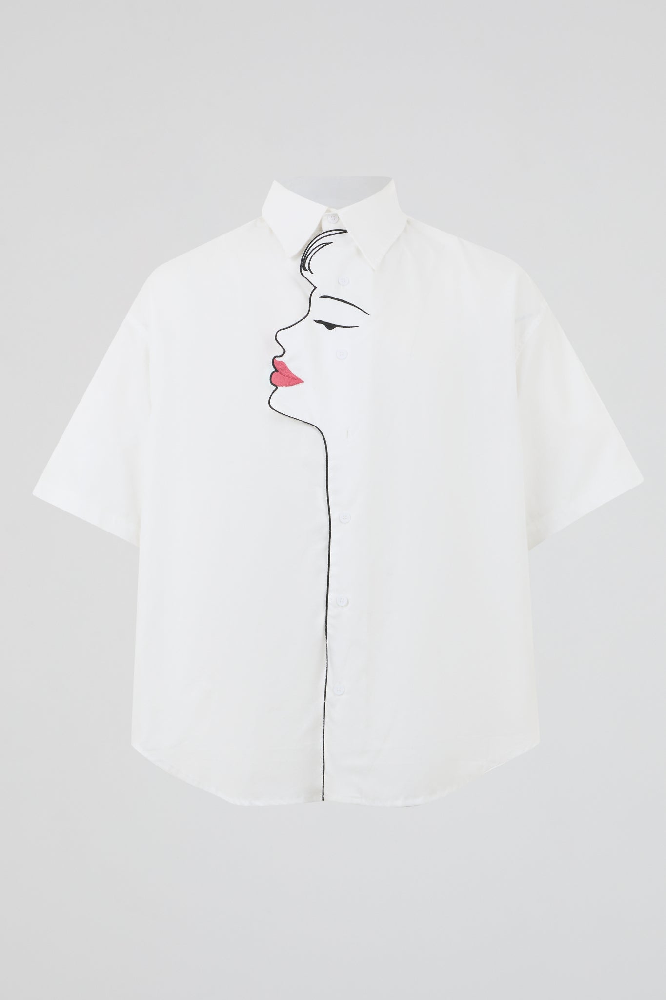 Face Line-Art Embroidered Shirt