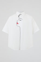 Face Line-Art Embroidered Shirt