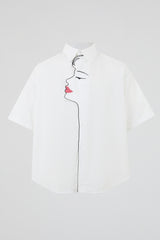 Face Line-Art Embroidered Shirt