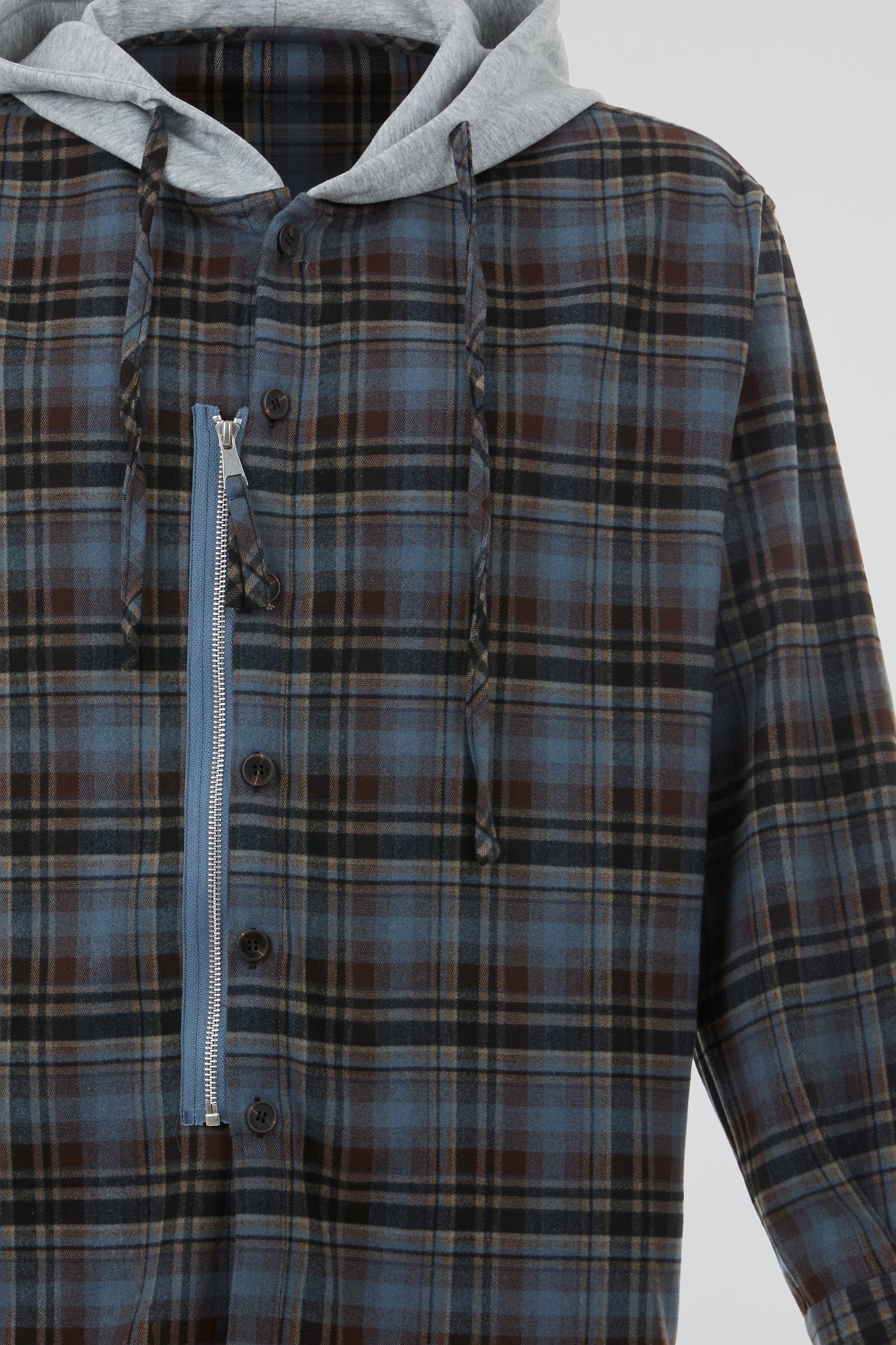 Hooded Flannel Zip Overshirt