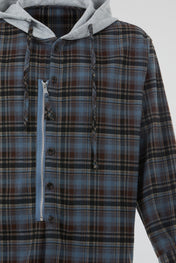 Hooded Flannel Zip Overshirt