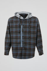 Hooded Flannel Zip Overshirt
