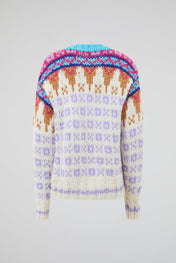 Hand-Knit Patterned Crew Sweater