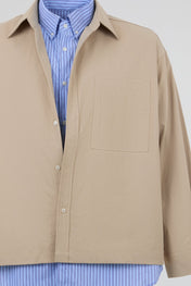 Beige & Blue Utility Double Shirts